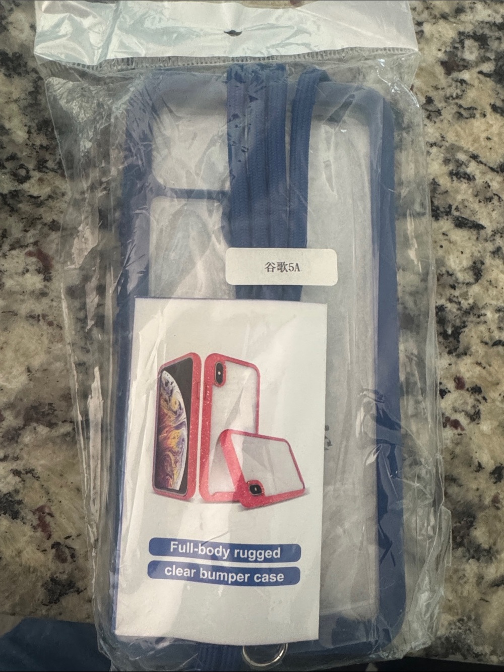 Clear Full-Body Rugged Bumper Case with Blue Trim for Galaxy Pixie 4A